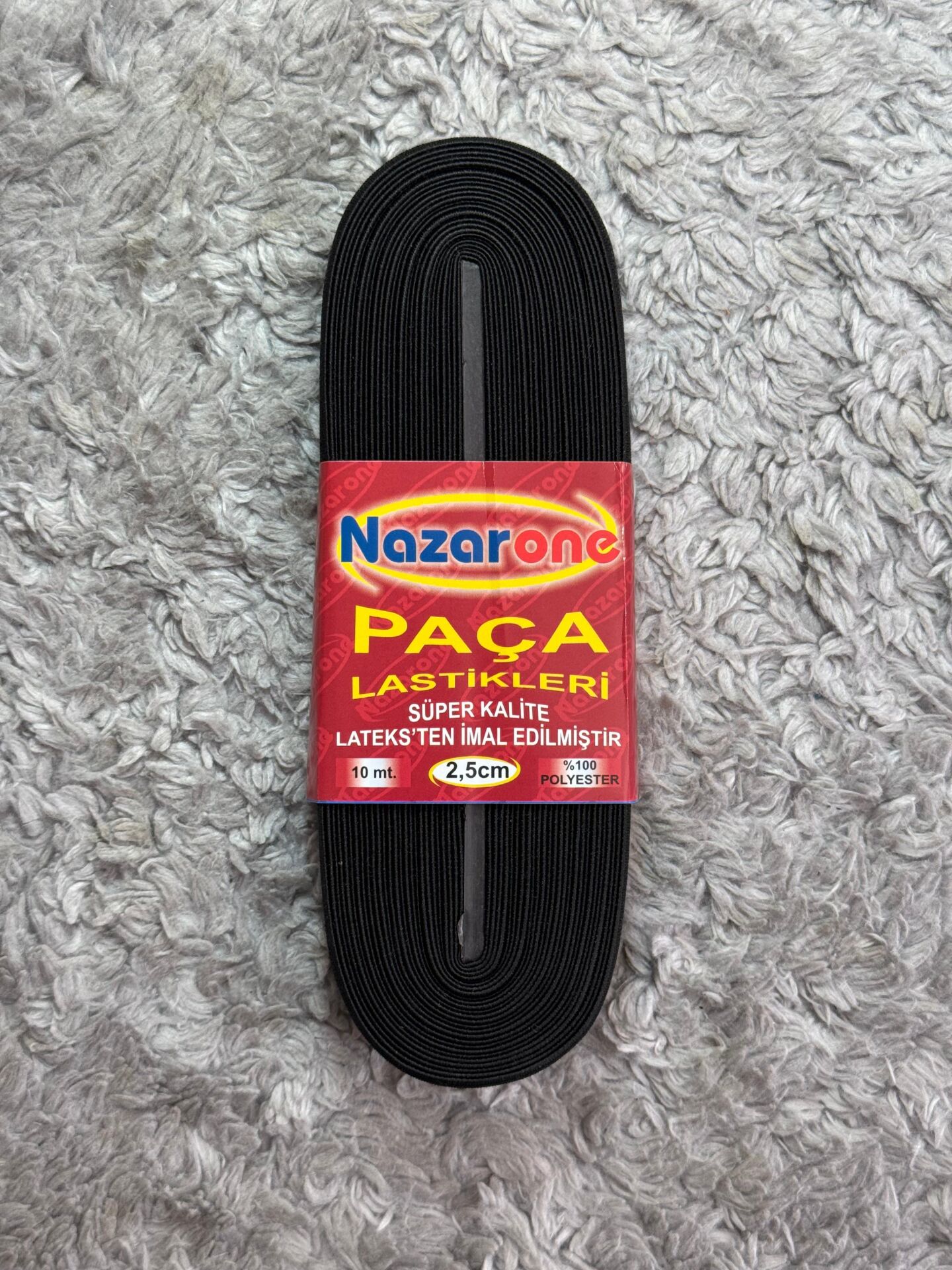Paça Lastik 2,5cm 10mt Siyah