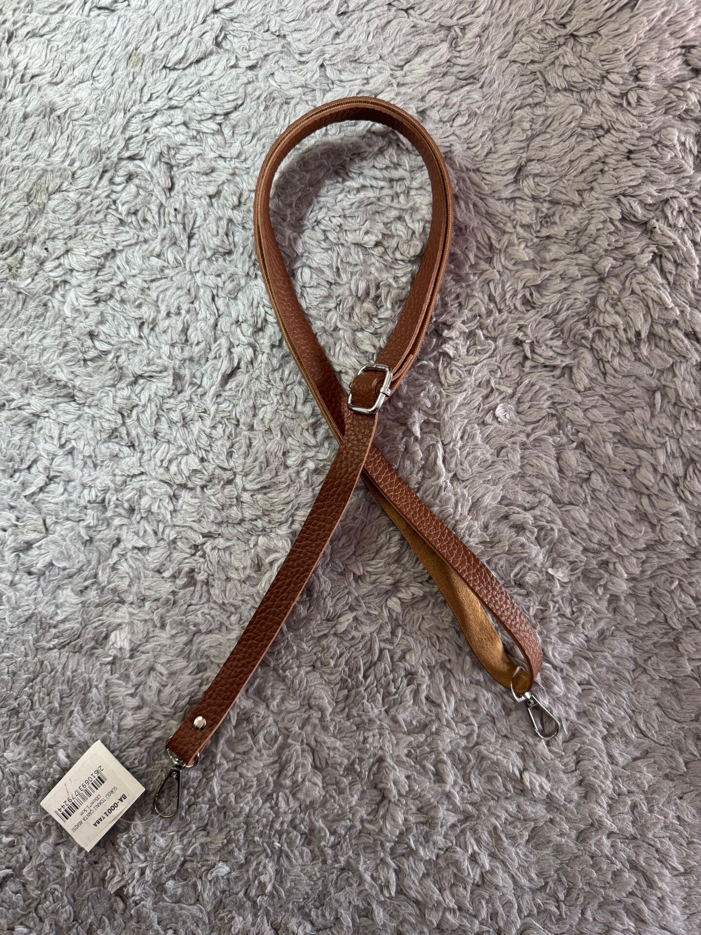 Sürgü Tokalı Çanta Askısı 135*1,5 Taba-Gümüş
